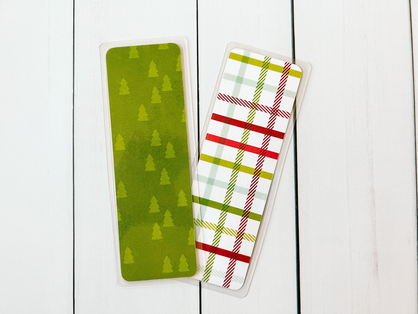 Christmas Trees and Plaid Christmas Bookmark