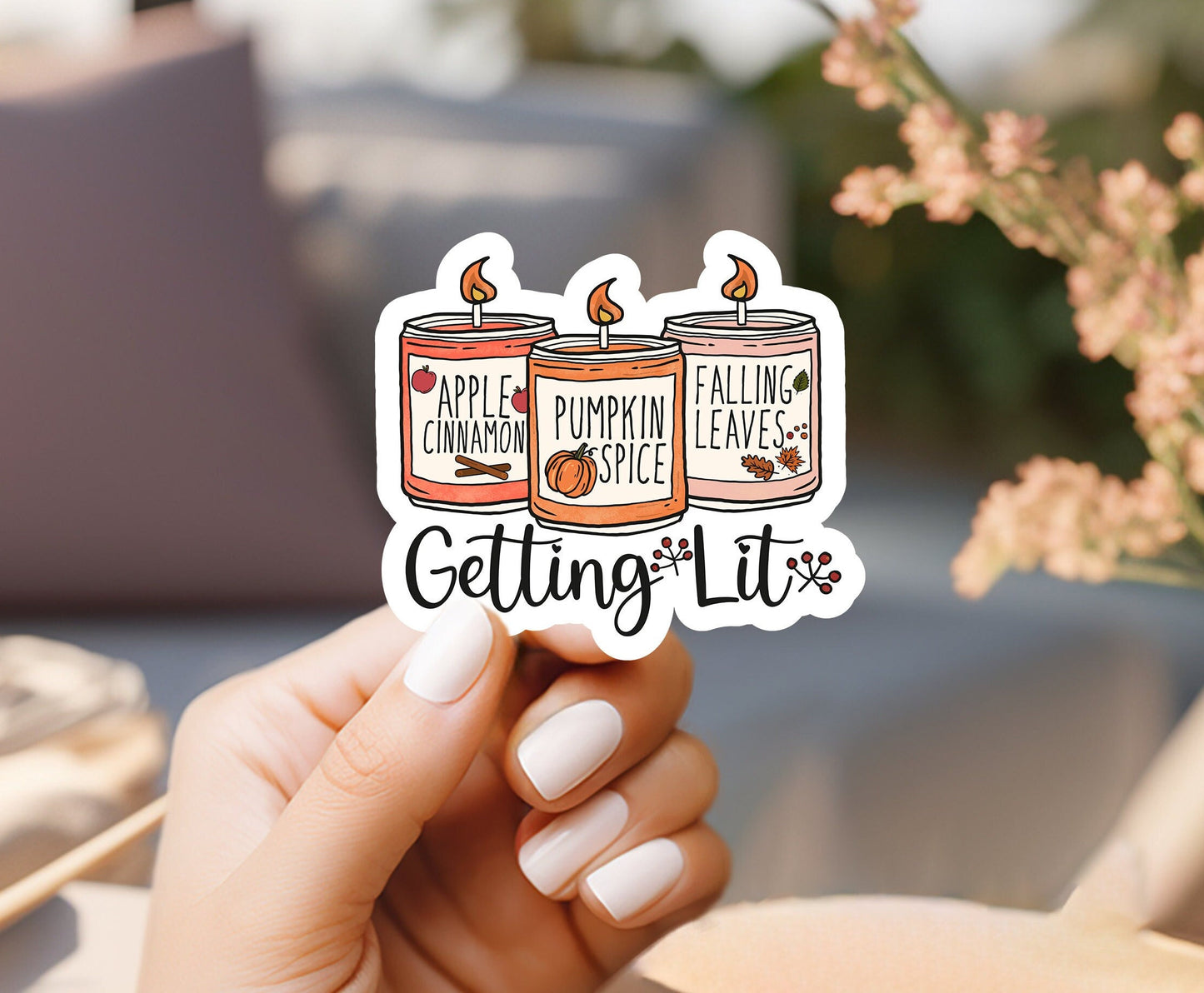 Fall Candles Sticker | Book Sticker | Reader Sticker | Cute Sticker | Sticker for E-Reader | Book Lover Sticker | Bookworm Sticker
