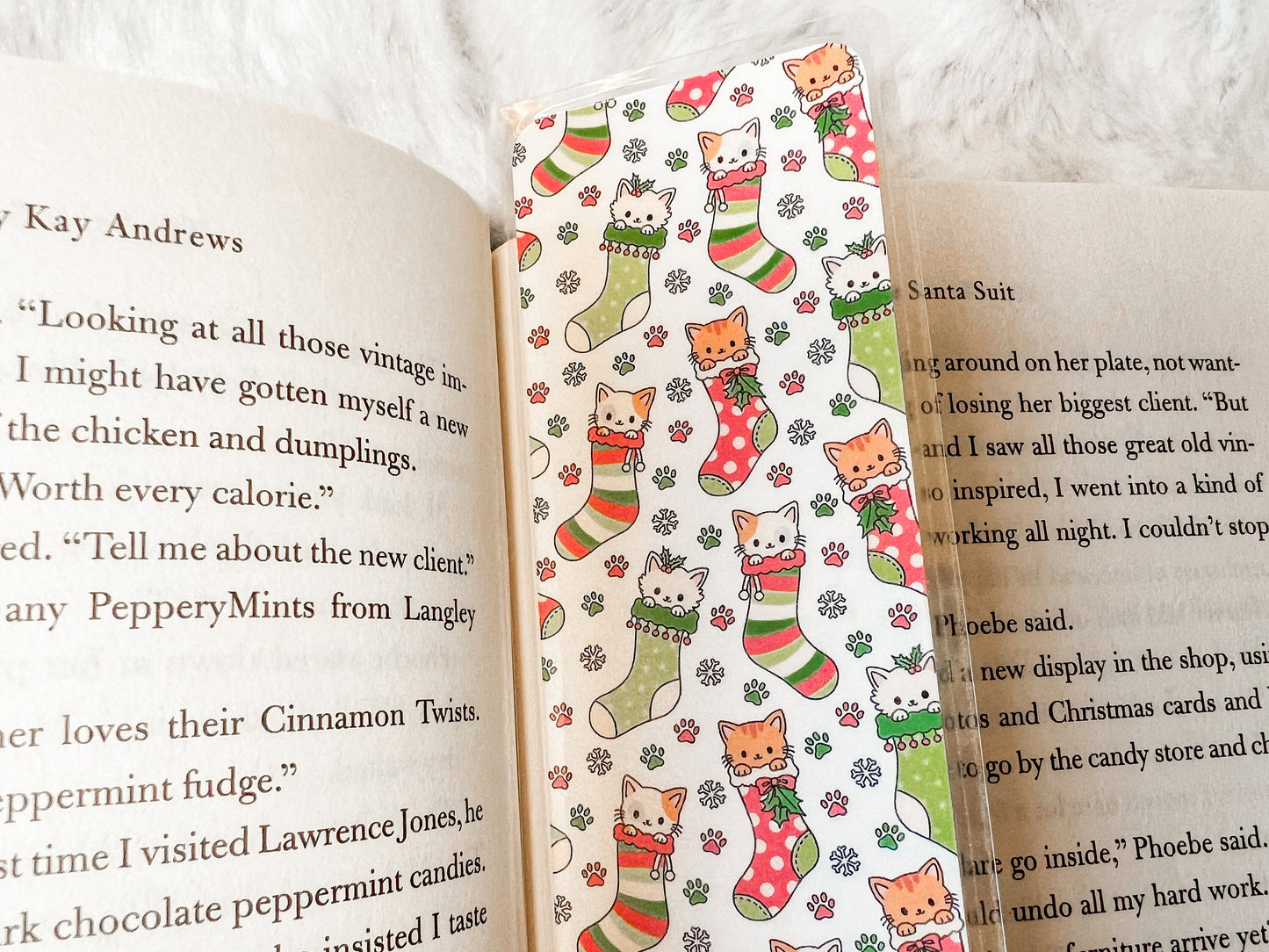 Cats in Stockings Bookmark | Christmas Bookmark | Holiday Bookmark | Bookworm Gift | Gift for Reader | Winter Bookmark | Cat Bookmark