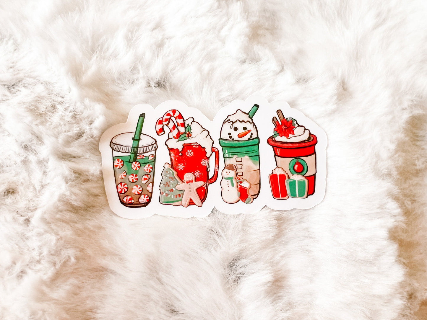 Red & Green Christmas Coffee Sticker | Book Sticker | Reader Sticker | Cute Sticker | Sticker for E-Reader | Book Lover Sticker