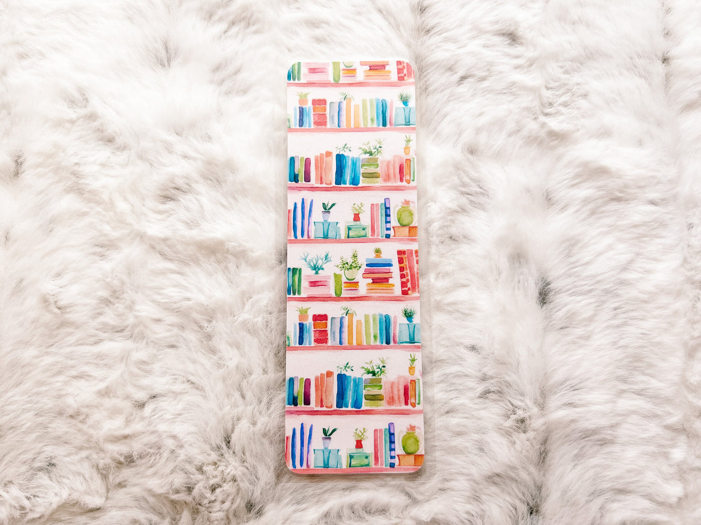 Bookshelf Books & Plants Bookmark | Book Lovers Bookmark | Laminated Bookmark | Bookworm Gift | Gift for Reader | Librarian Gift
