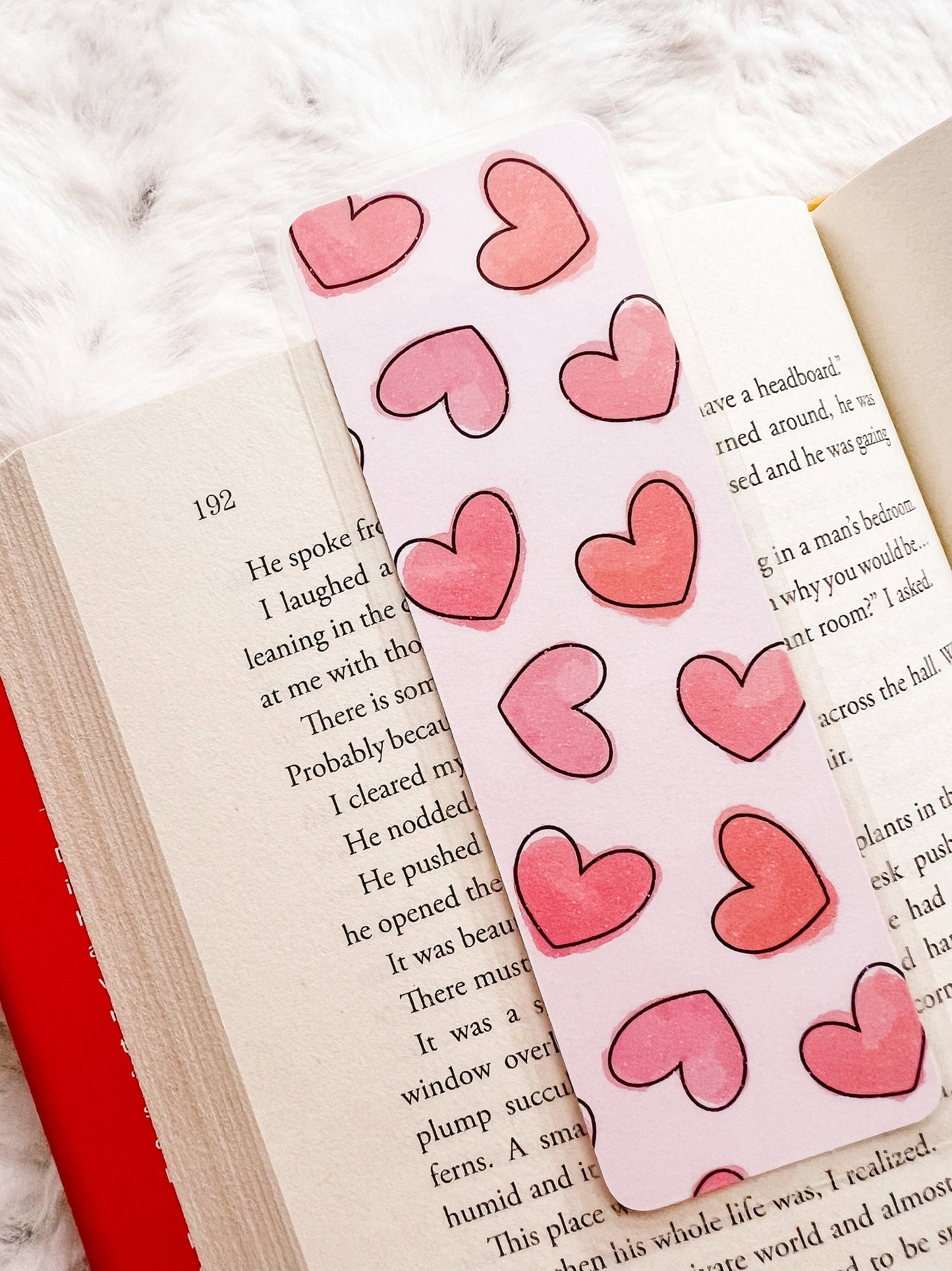 Pink Watercolor Hearts Bookmark | Valentine's Day Bookmark | Love Bookmark | Heart Bookmark | Bookworm Gift | Book Lover