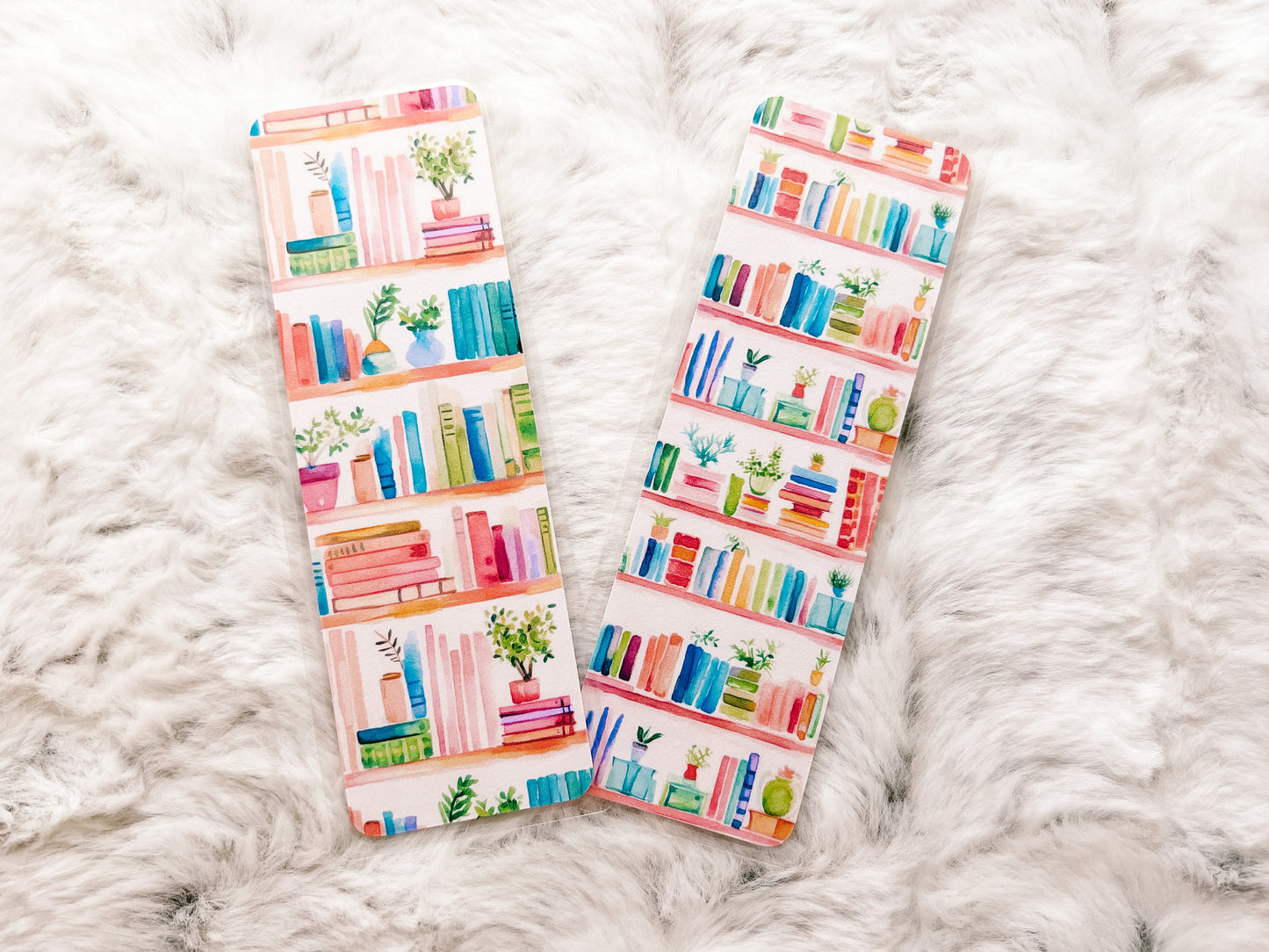 Bookshelf Books & Plants Bookmark | Book Lovers Bookmark | Laminated Bookmark | Bookworm Gift | Gift for Reader | Librarian Gift