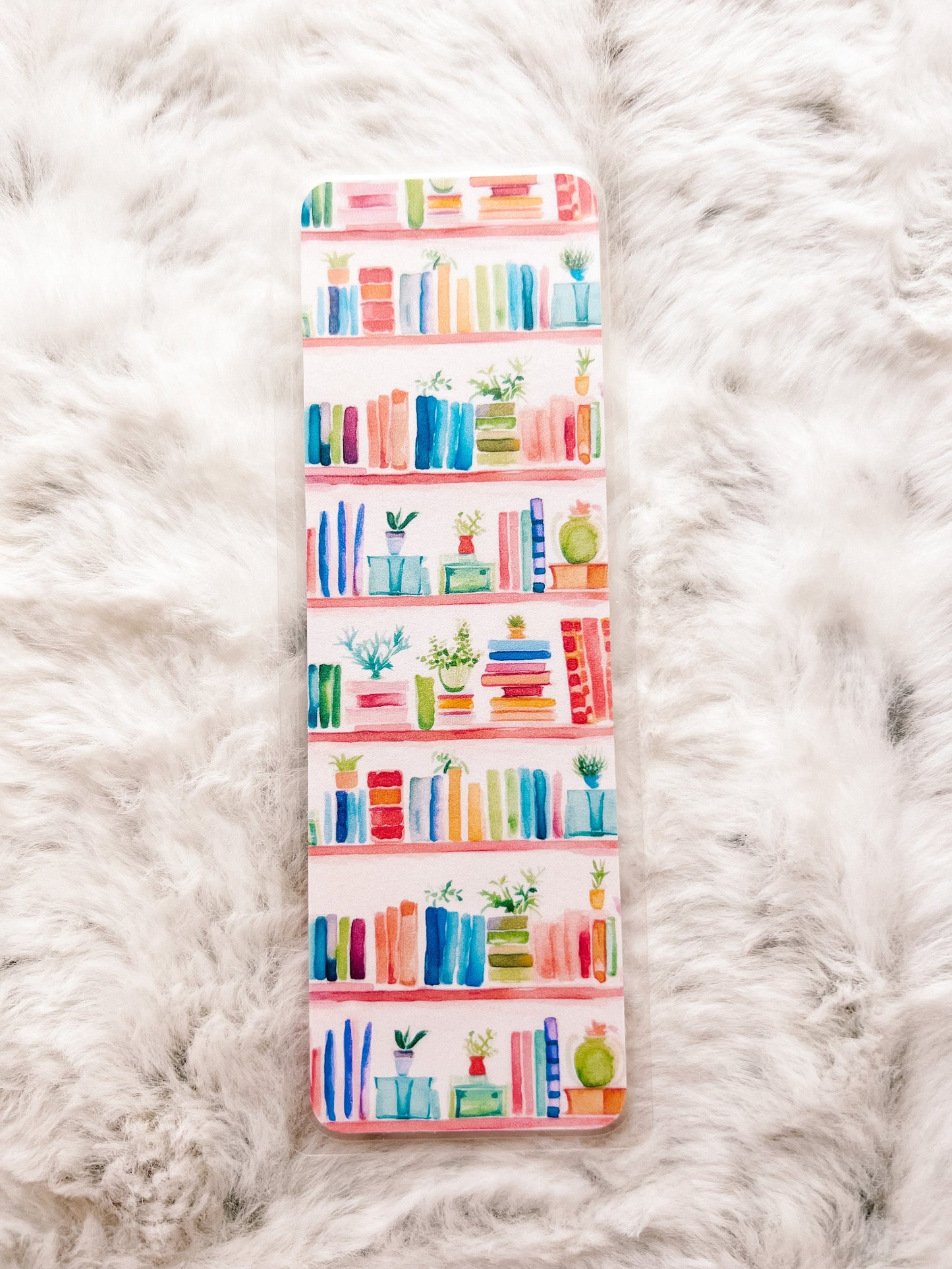 Bookshelf Books & Plants Bookmark | Book Lovers Bookmark | Laminated Bookmark | Bookworm Gift | Gift for Reader | Librarian Gift