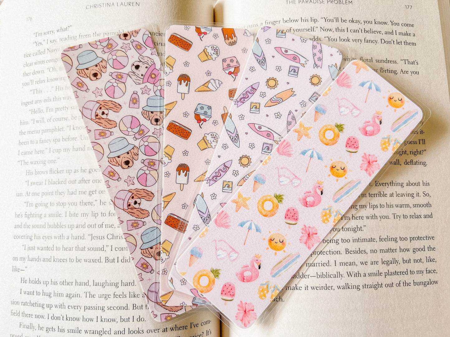A Pink Summer Bookmark Collection | Book Lovers Bookmark | Laminated Bookmark | Bookworm Gift | Reader Librarian Gift