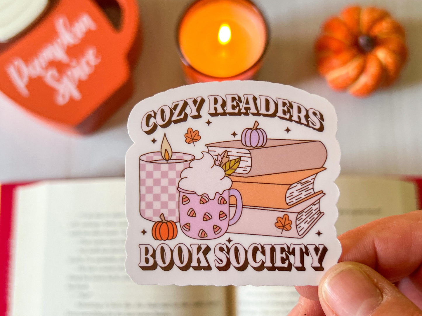 Cozy Reader Book Society Fall Vinyl Sticker
