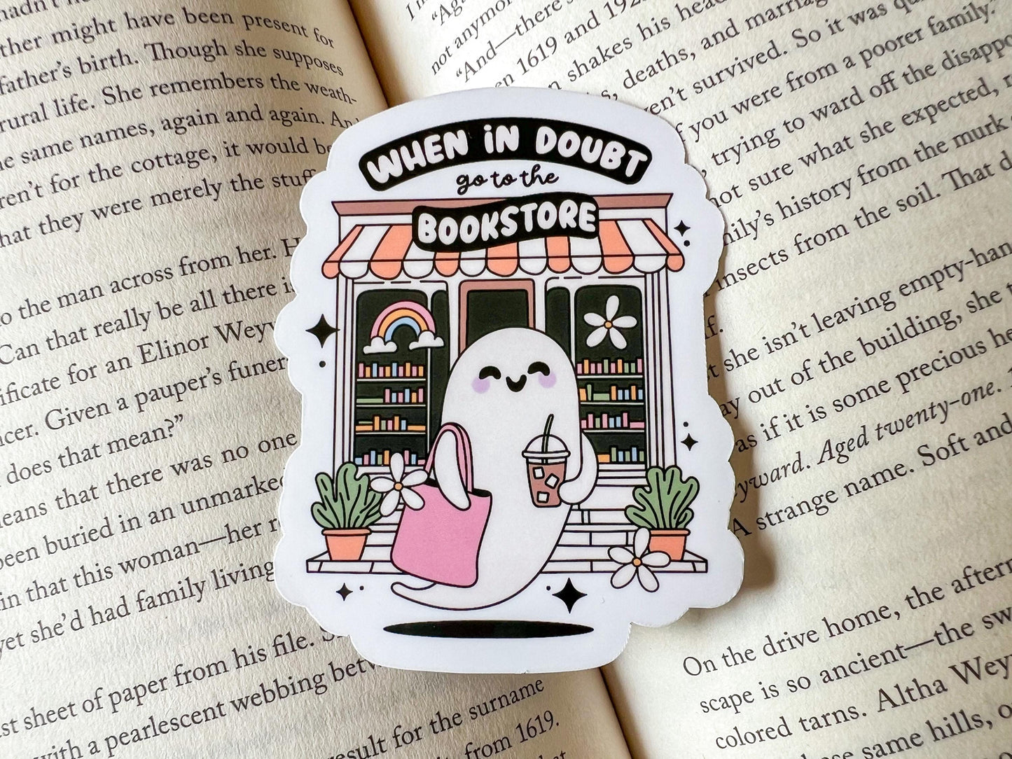 Ghost When in Doubt Go to the Bookstore Vinyl Sticker