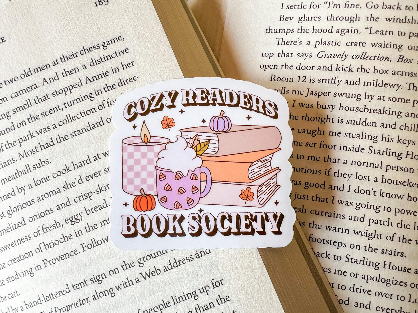 Cozy Reader Book Society Fall Vinyl Sticker