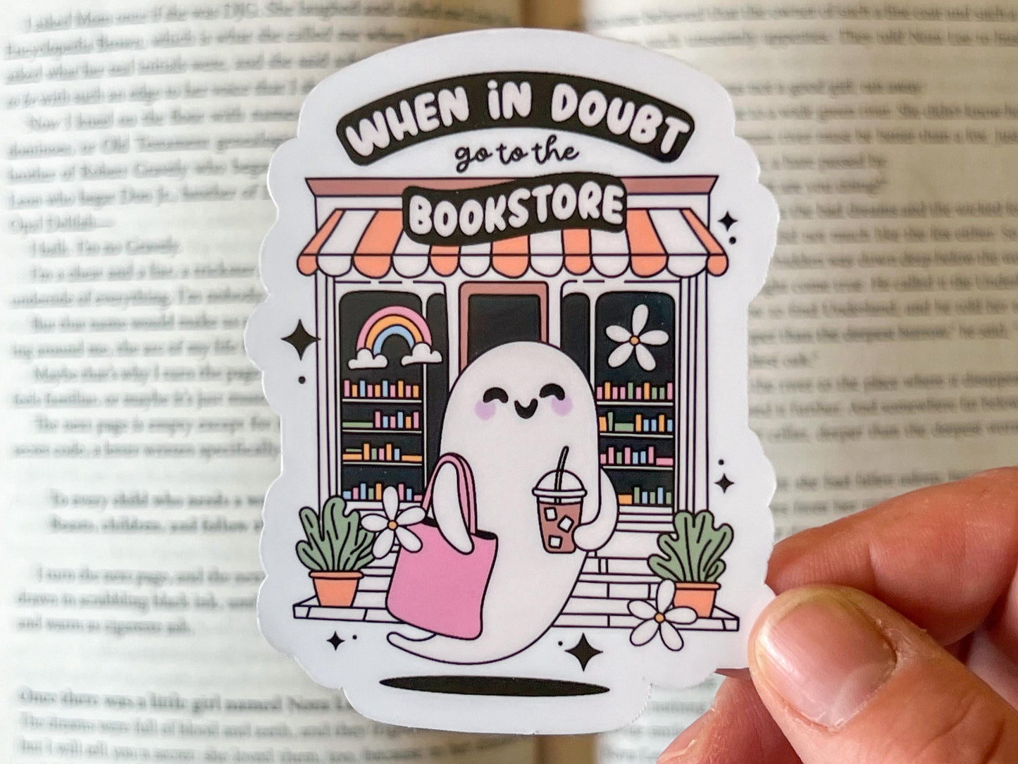 Ghost When in Doubt Go to the Bookstore Vinyl Sticker