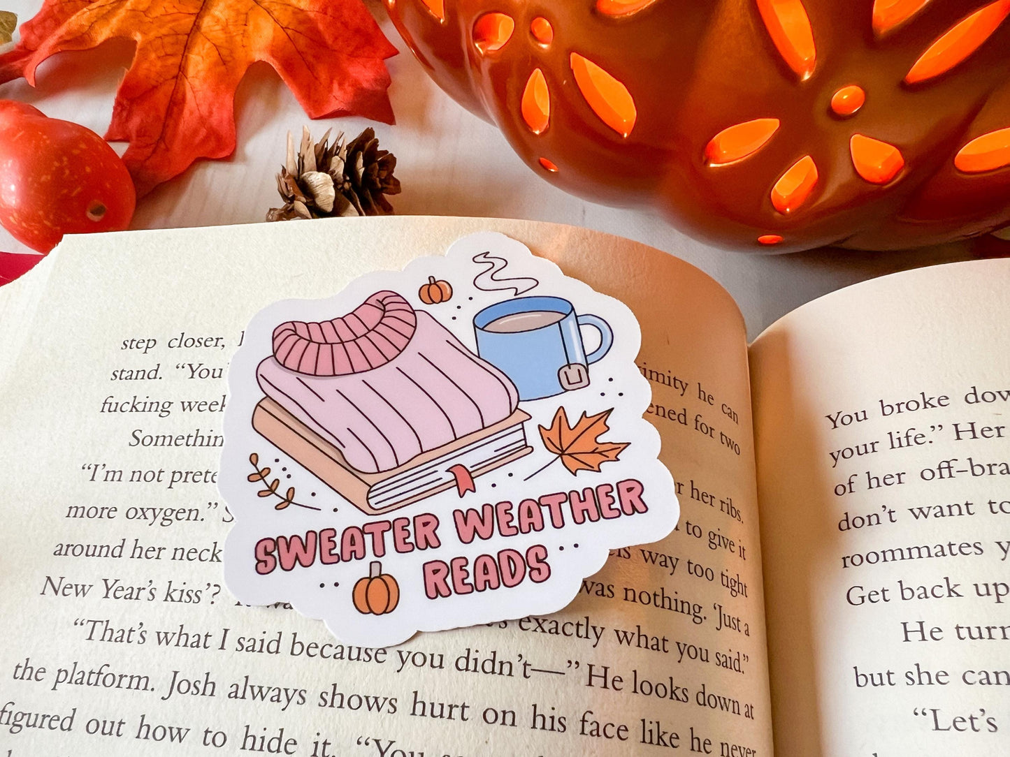 Sweater Weather Reads Fall Books Sticker