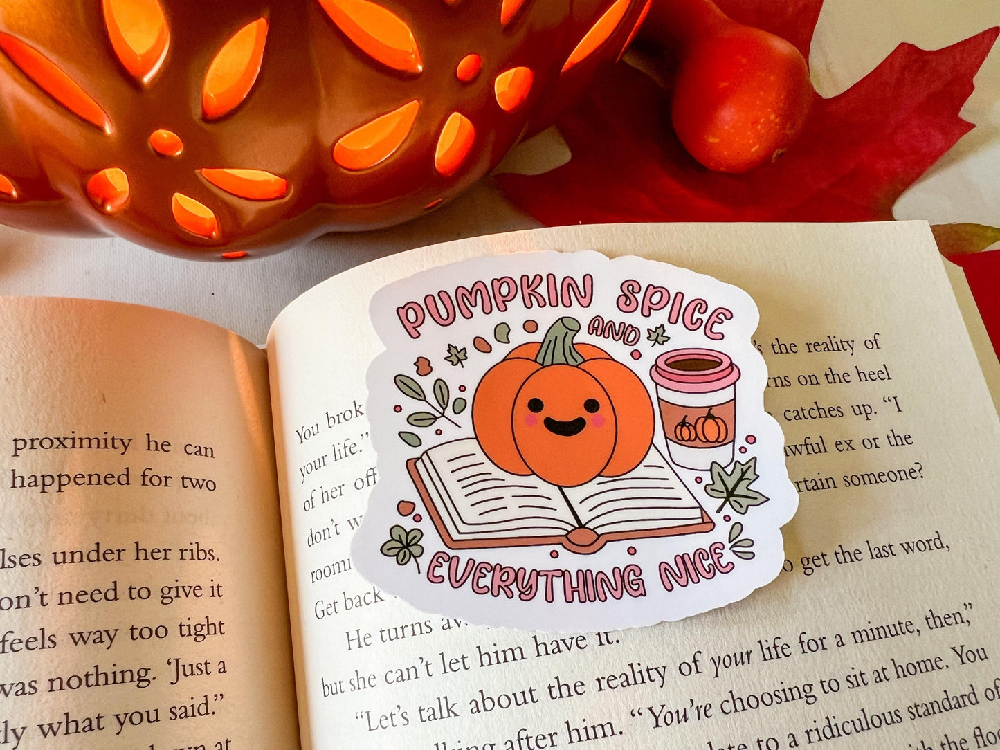 Pumpkin Spice and Books Fall Sticker