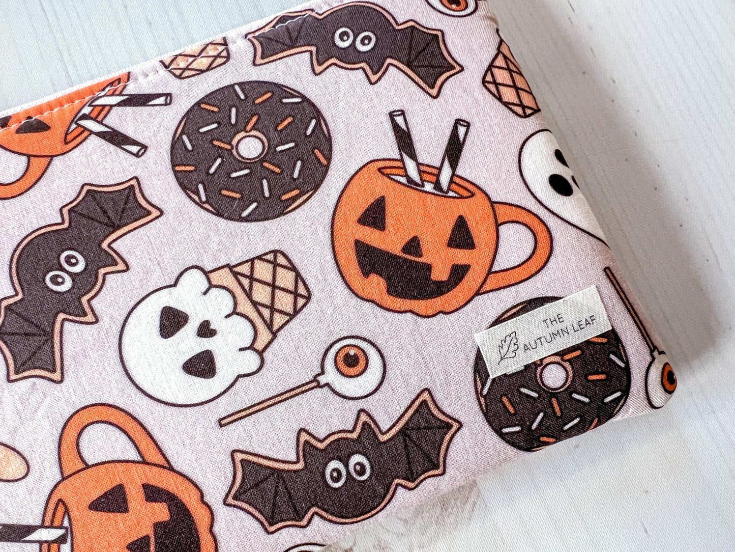 Halloween Treats Ghosts, Bats, and Pumpkins Zippered E-Reader Pouch Case