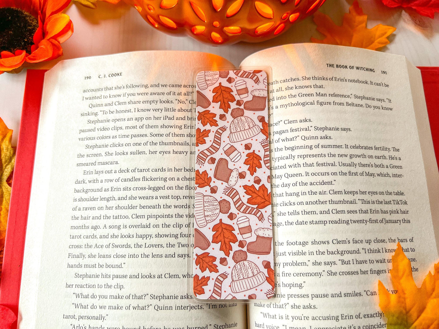 Cozy Autumn Fall Leaves Bookmark | Autumn Bookmark | Bookworm Gift | Gift for Reader