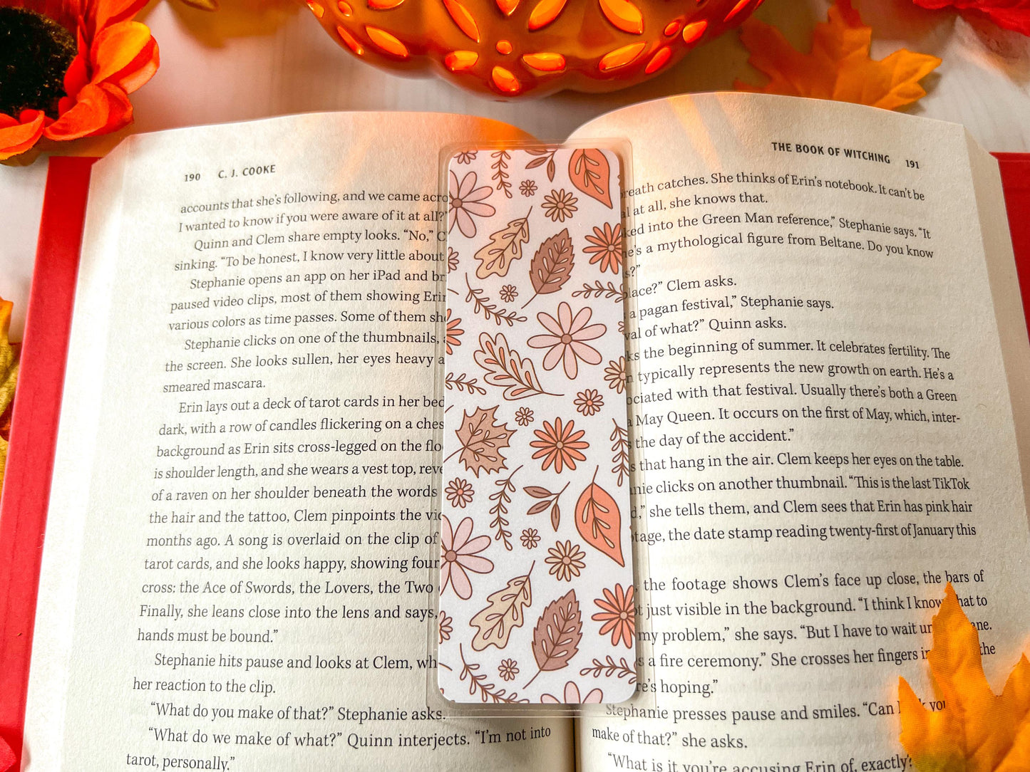 Autumn Floral Leaves Bookmark | Autumn Bookmark | Bookworm Gift | Gift for Reader