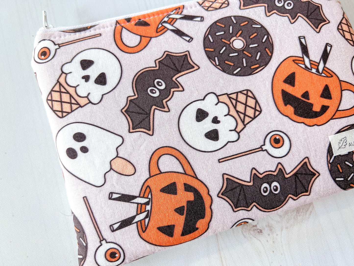 Halloween Treats Ghosts, Bats, and Pumpkins Zippered E-Reader Pouch Case