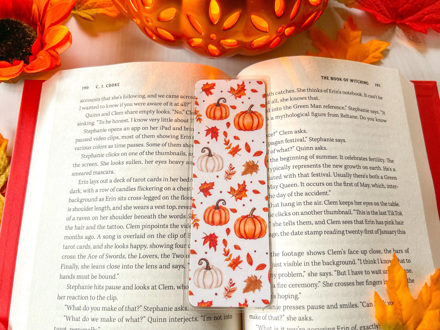 Fall Pumpkins & Leaves Bookmark | Autumn Bookmark | Bookworm Gift | Gift for Reader
