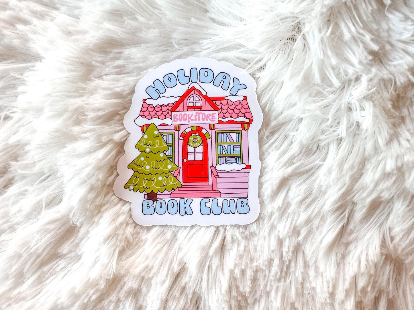 Holiday Book Club Bookstore Christmas Vinyl Sticker