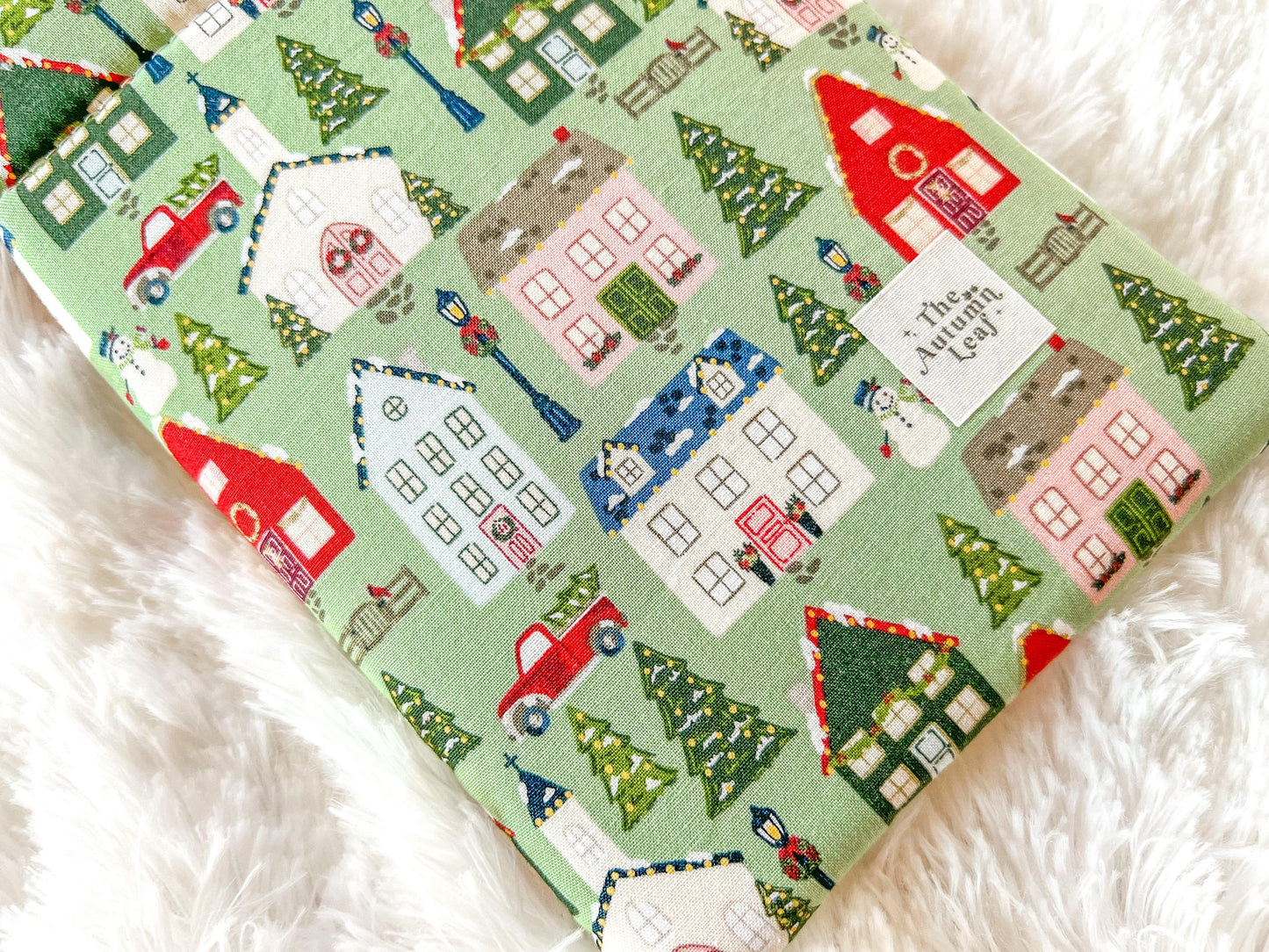 New England Christmas Village Book Cozy | Christmas Book Cover | Christmas Book Protector | Snowman Book Cover | Cozy Book Cover