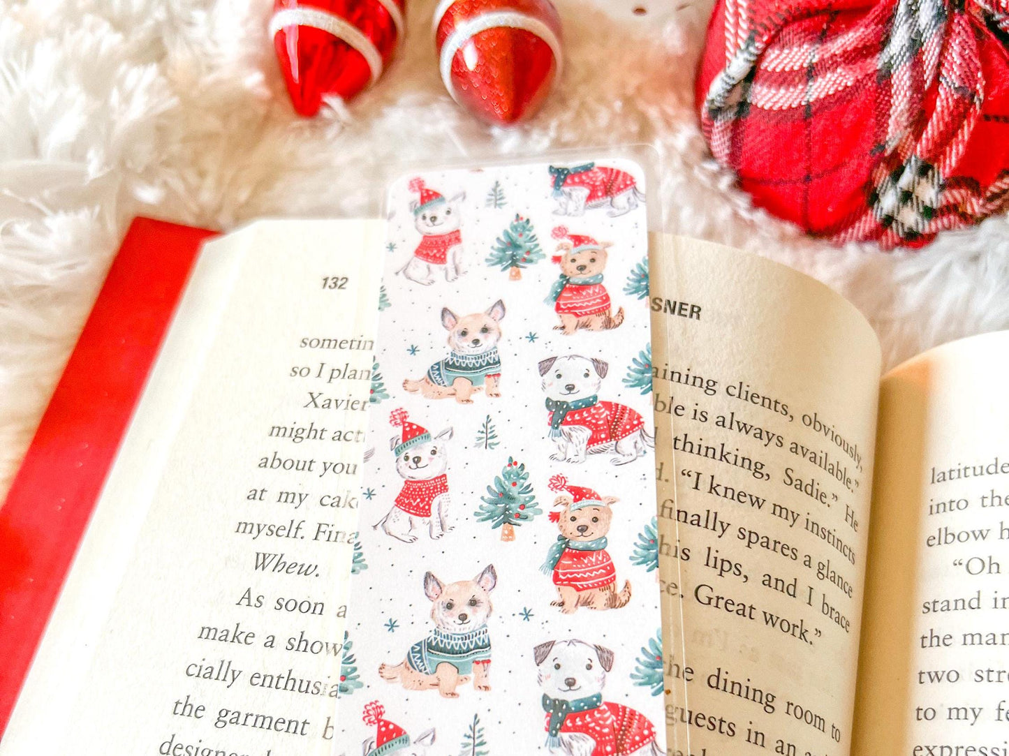 Christmas Puppies Dog Bookmark | Christmas Bookmark | Winter Bookmark | Gift for Reader | Dog Bookmark