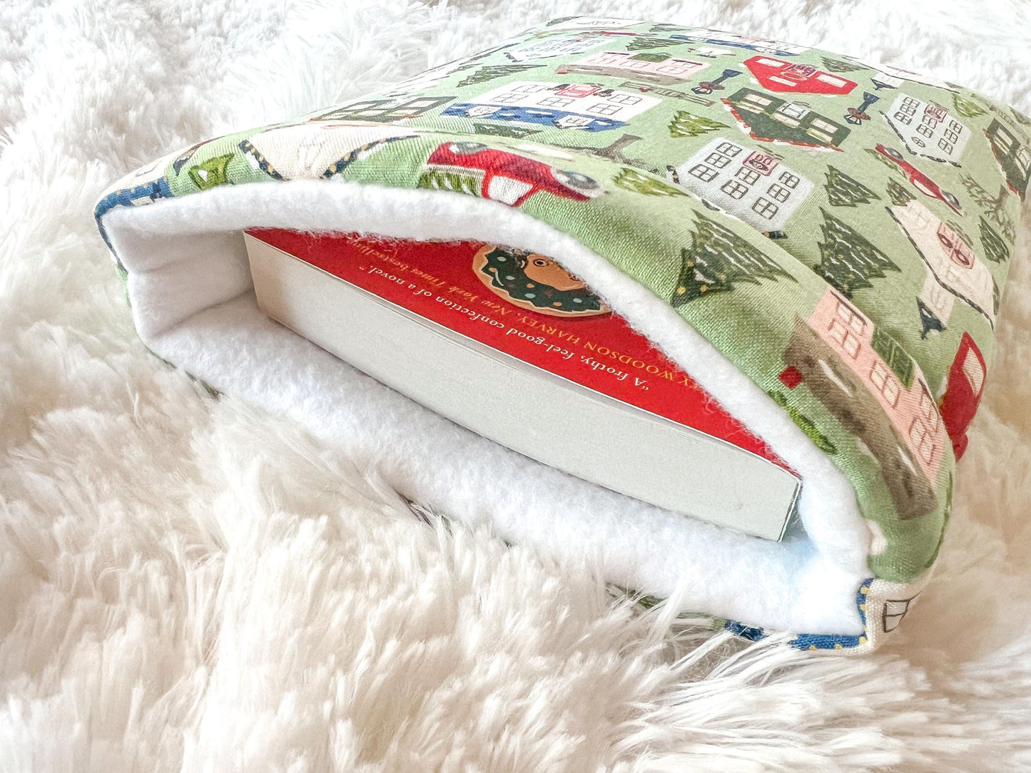 New England Christmas Village Book Cozy | Christmas Book Cover | Christmas Book Protector | Snowman Book Cover | Cozy Book Cover