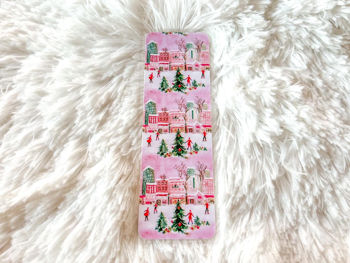 Christmas Ice Skating in the City Bookmark | Christmas Bookmark | Winter Bookmark | Gift for Reader | Christmas Lights Bookmark