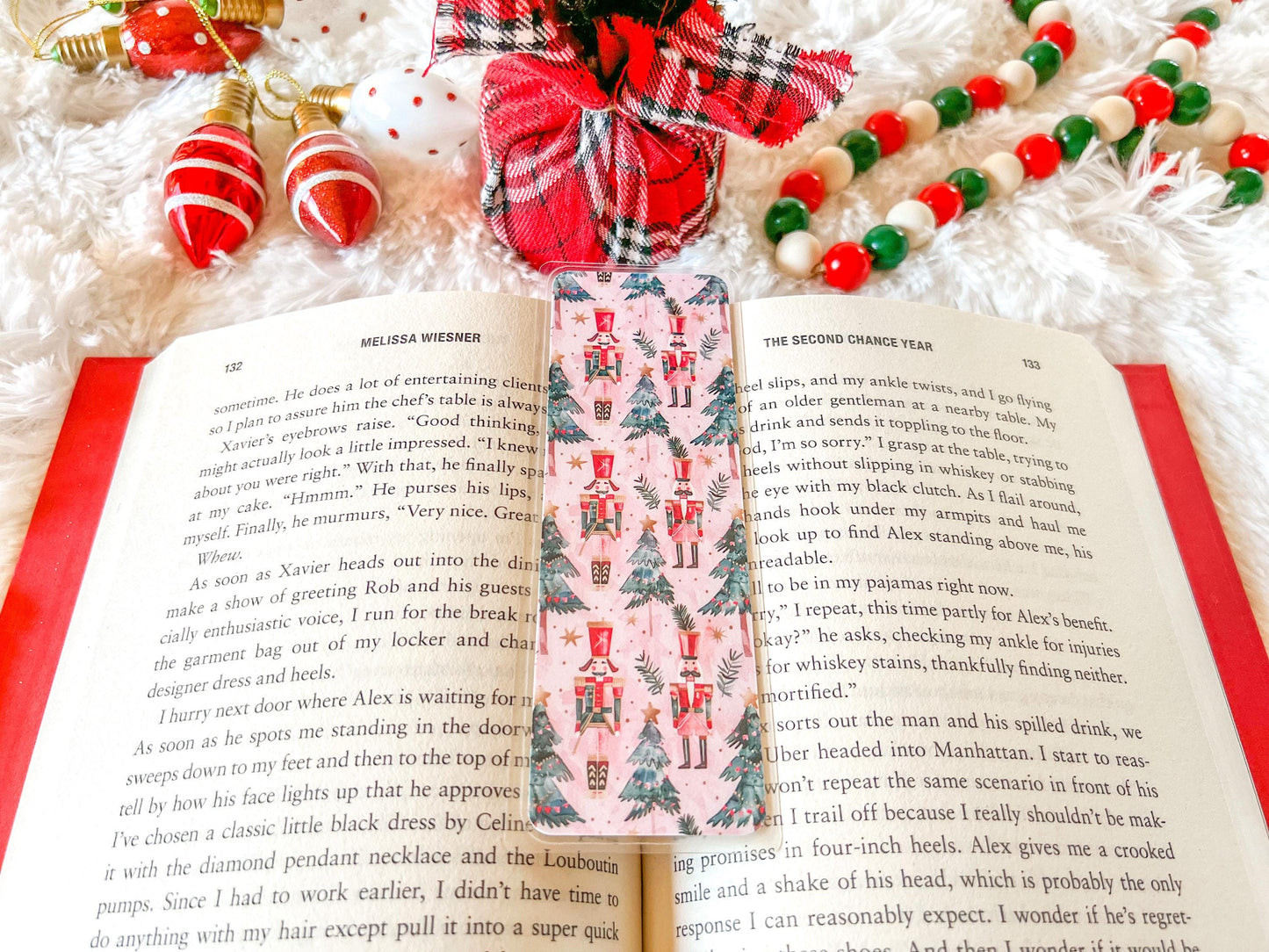 Pink Nutcracker Christmas Bookmark | Christmas Bookmark | Winter Bookmark | Gift for Reader | Christmas Lights Bookmark