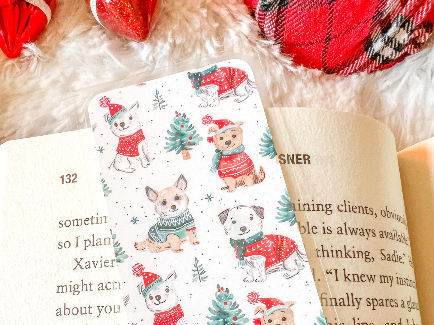 Christmas Puppies Dog Bookmark | Christmas Bookmark | Winter Bookmark | Gift for Reader | Dog Bookmark