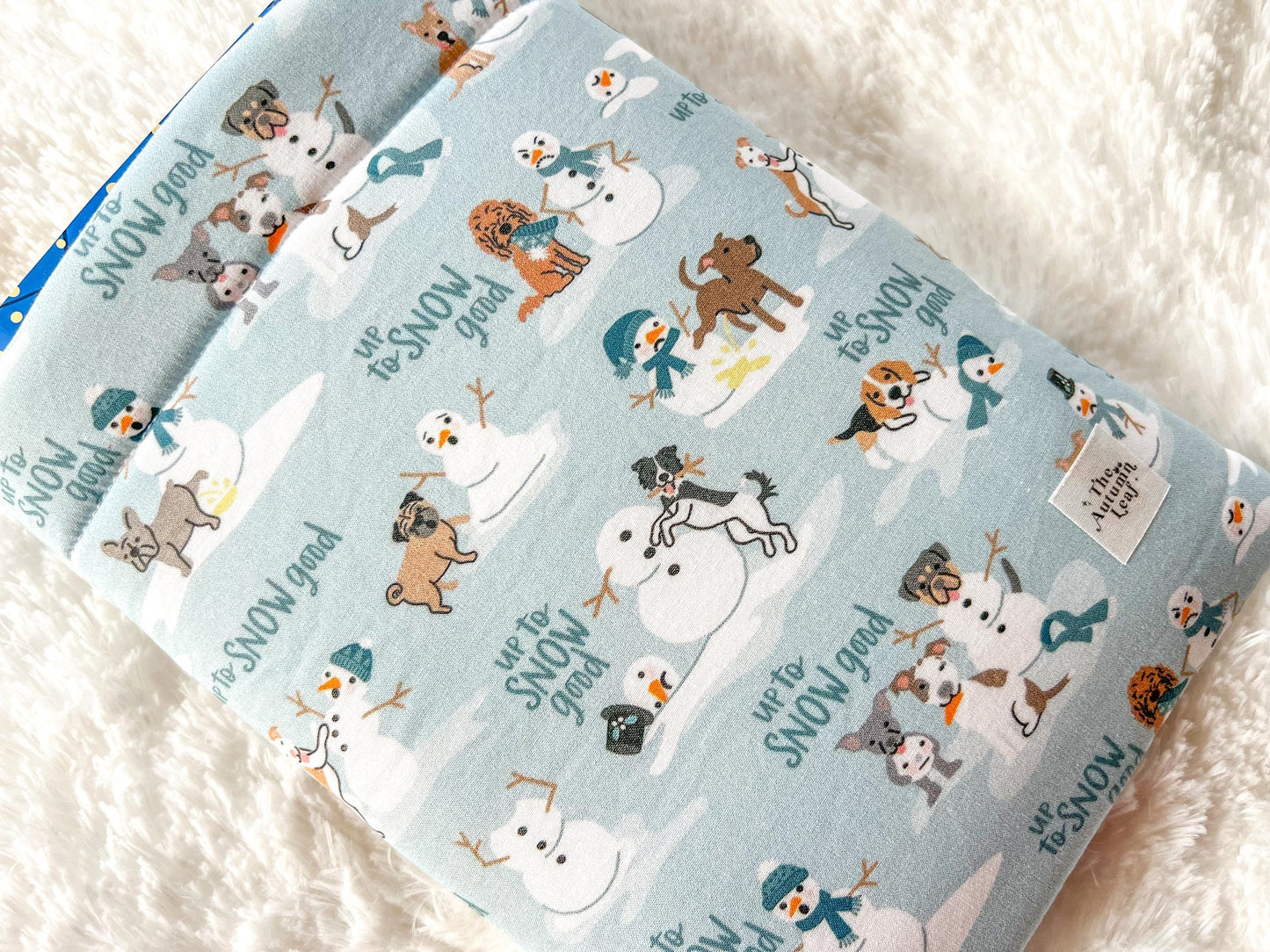Winter Dogs Up to Snow Good Christmas Book Cozy | Christmas Book Cover | Christmas Book Protector | Dog Book Cover | Cozy Book Cover