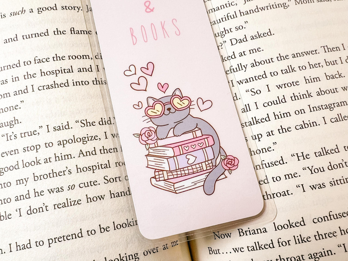 Books & Cat Valentine's Bookmark | Valentine's Day Bookmark | Gift for Reader | Cats Bookmark