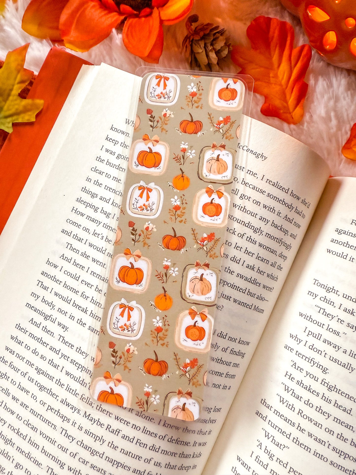 Pumpkin Frames Fall Bookmark