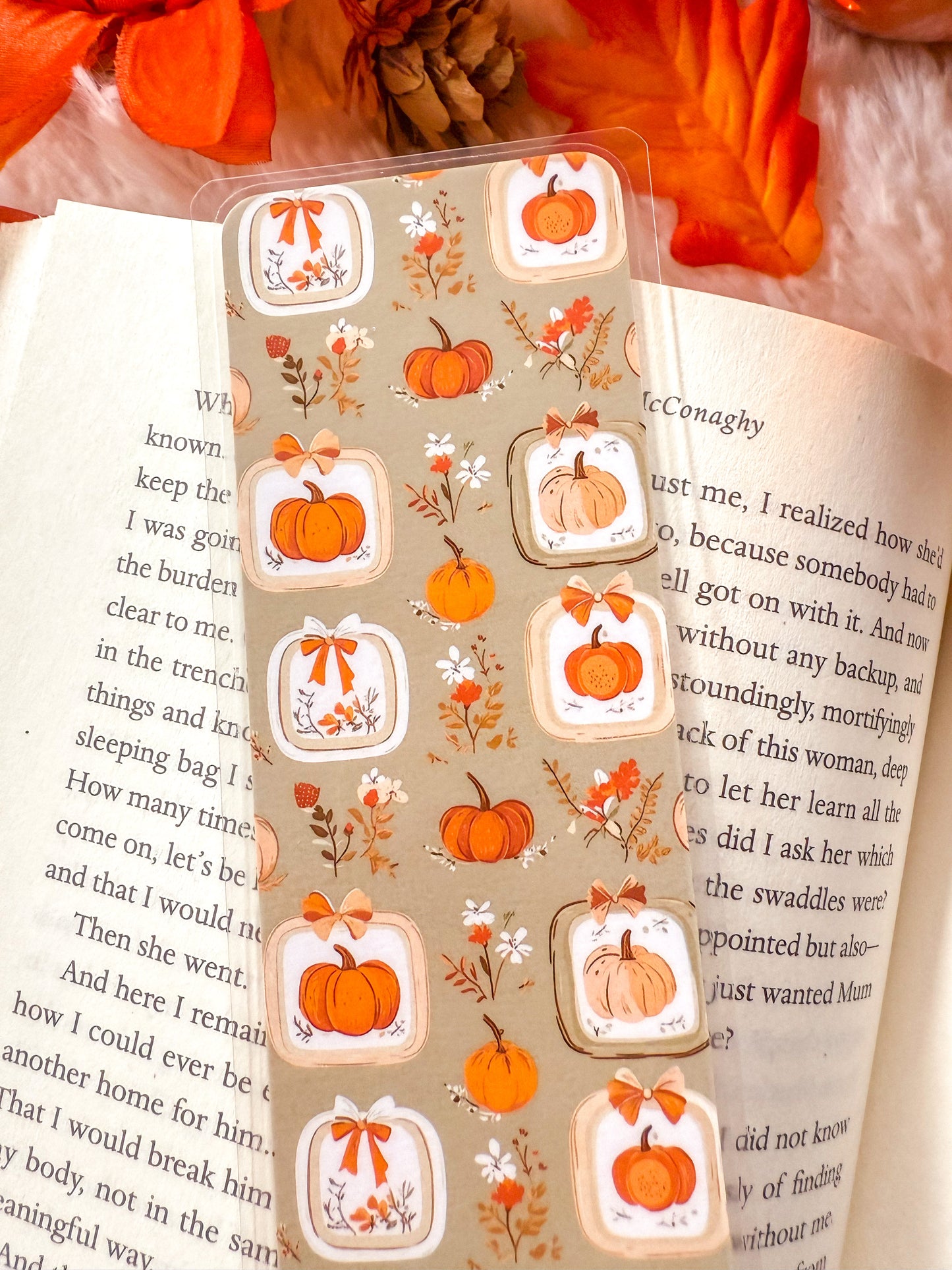 Pumpkin Frames Fall Bookmark