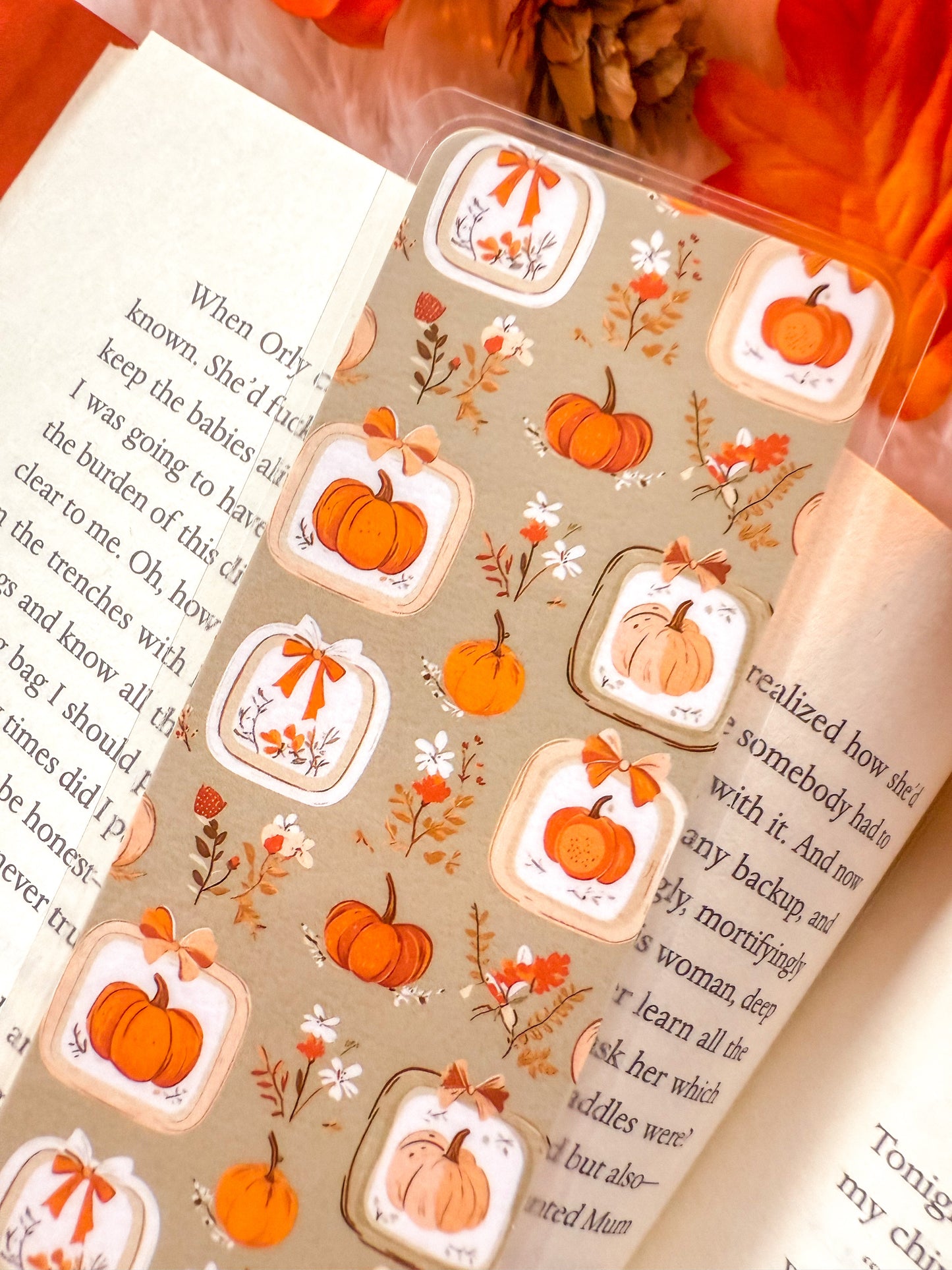 Pumpkin Frames Fall Bookmark