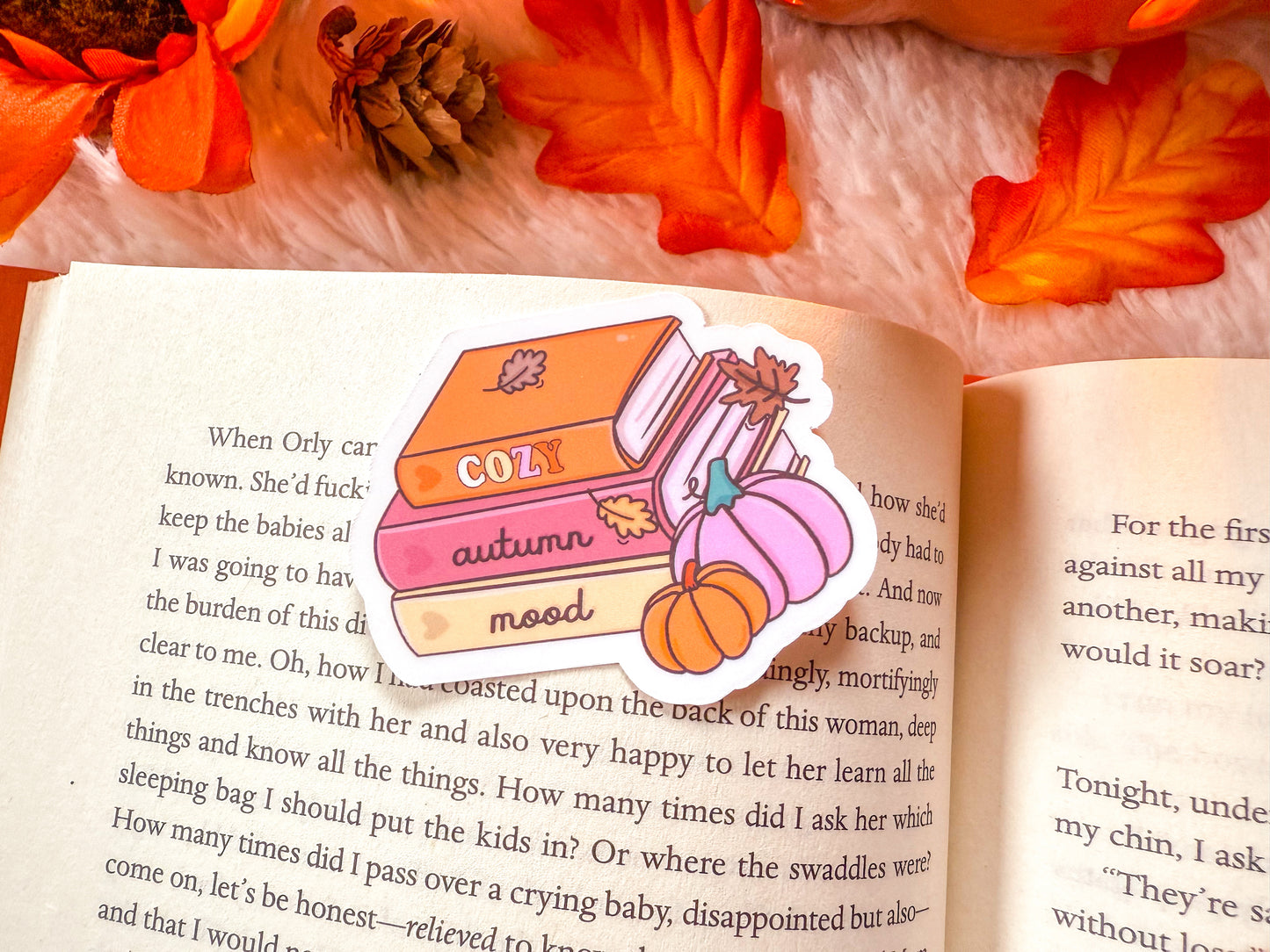 Cozy Autumn Mood Book Stack Sticker