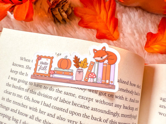 Hello Fall Cozy Fox Bookshelf Sticker