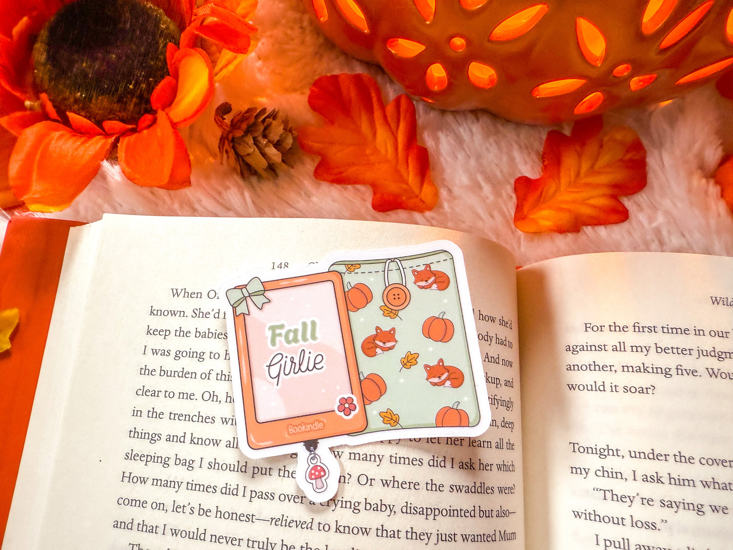 Fall Girlie Cozy Fox E-Reader Sticker