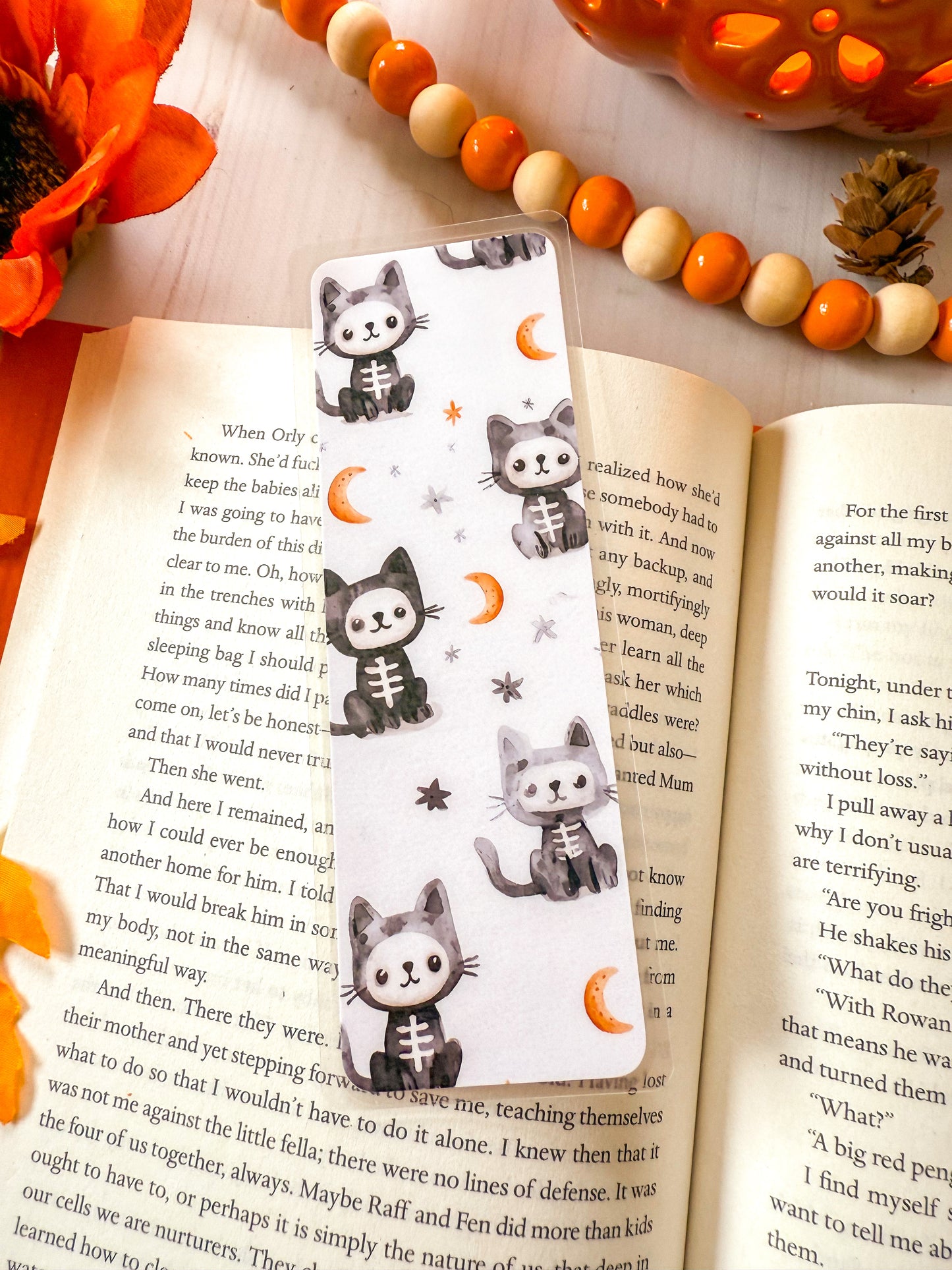 Halloween Cat Skeleton Bookmark