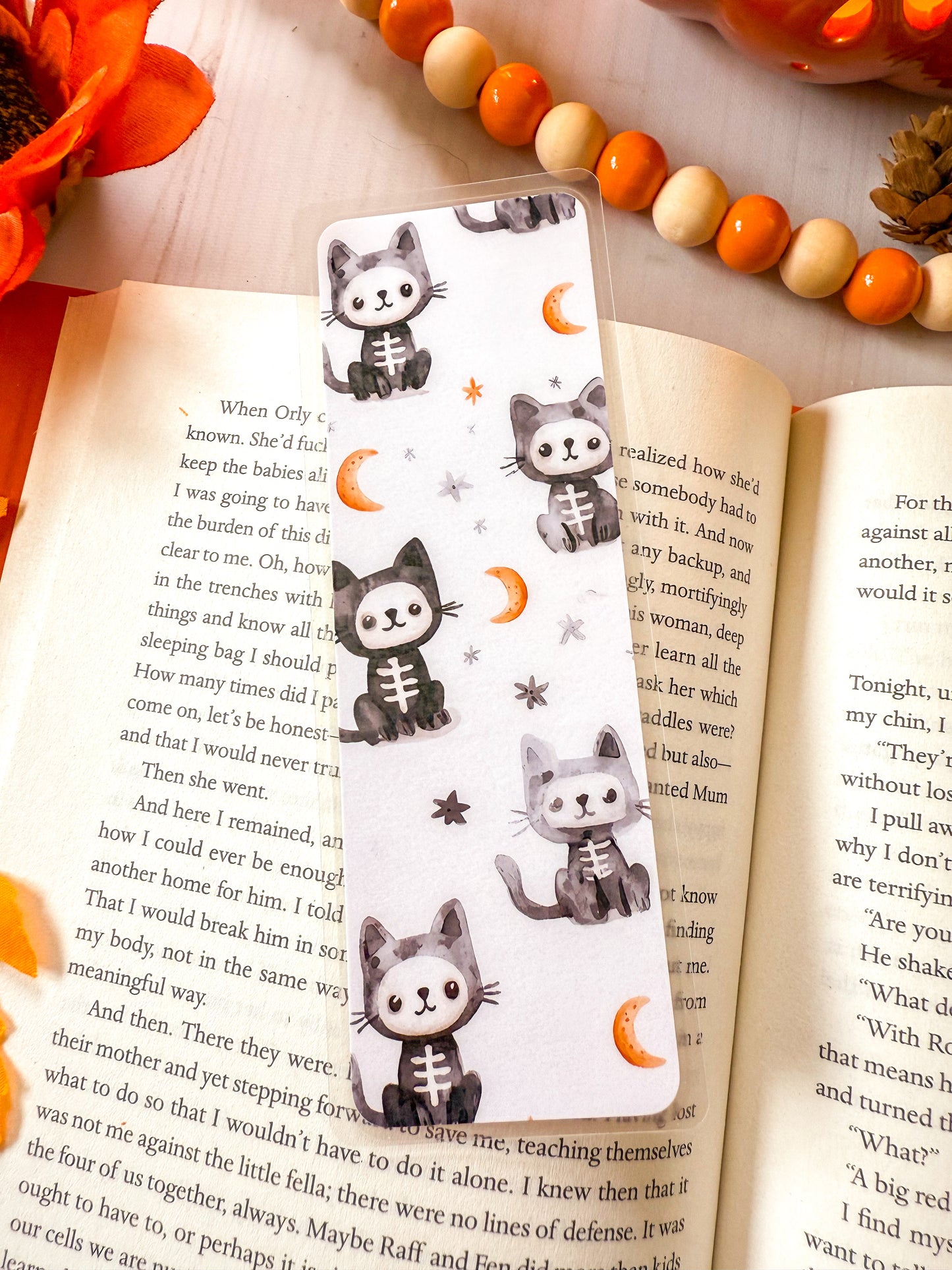 Halloween Cat Skeleton Bookmark