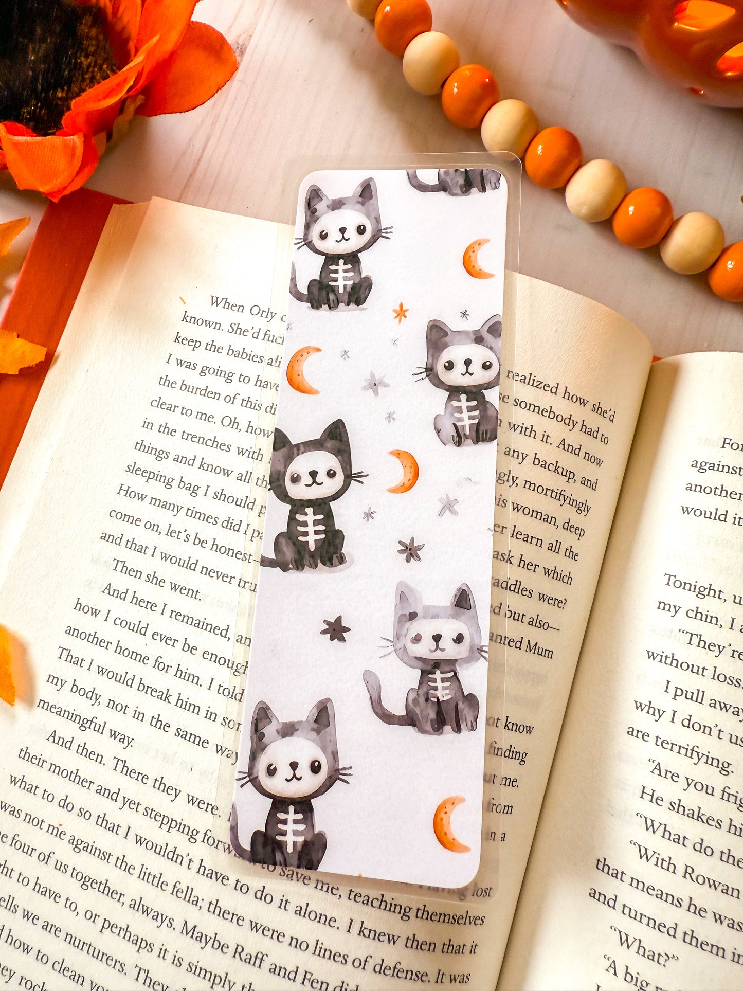 Halloween Cat Skeleton Bookmark