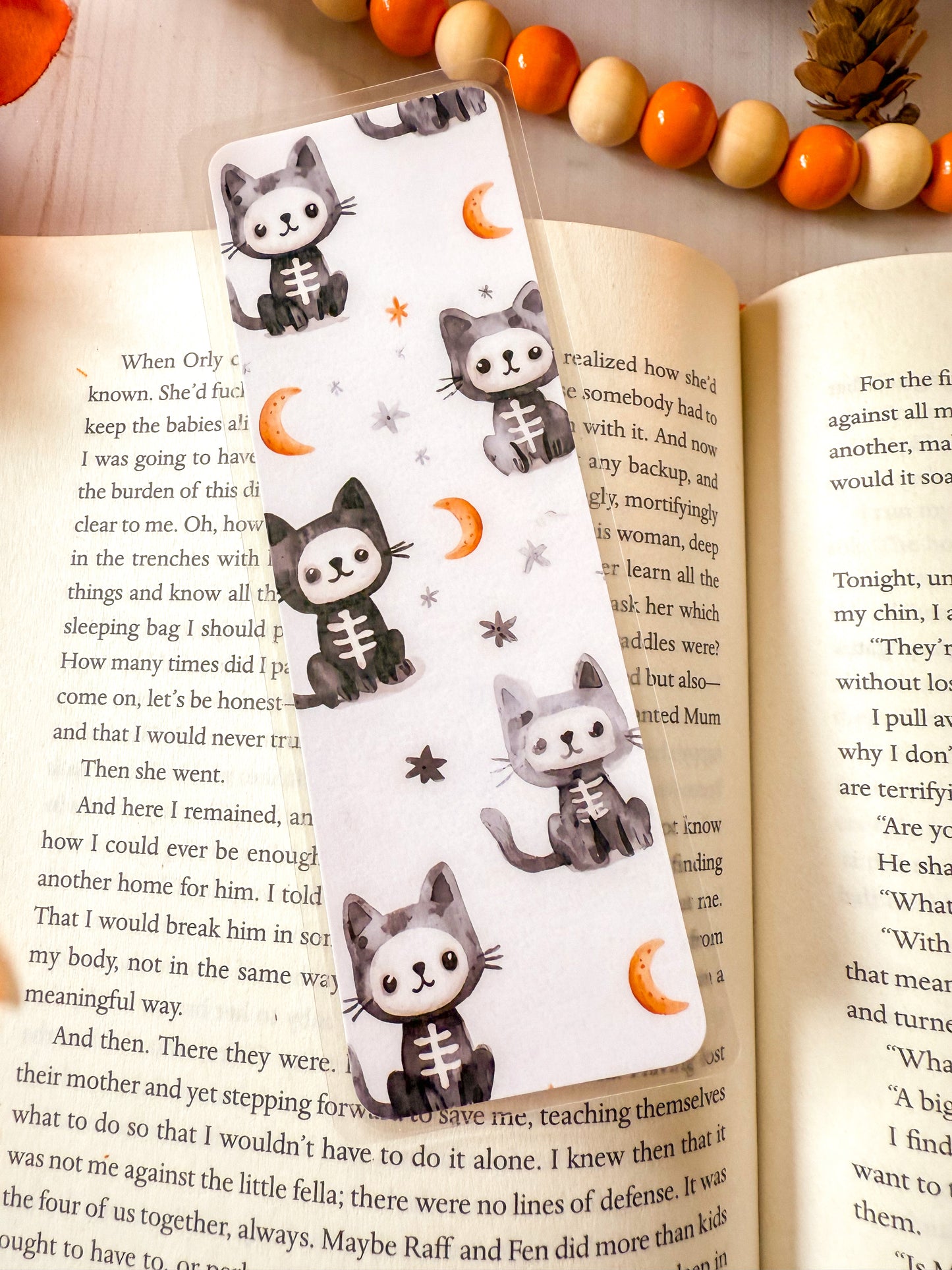 Halloween Cat Skeleton Bookmark