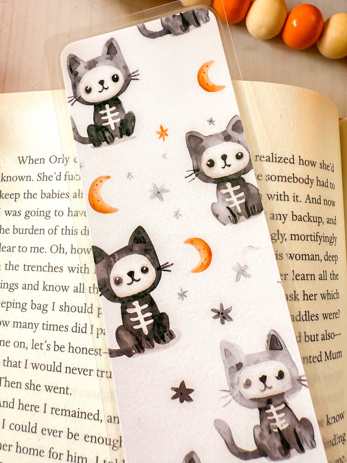 Halloween Cat Skeleton Bookmark