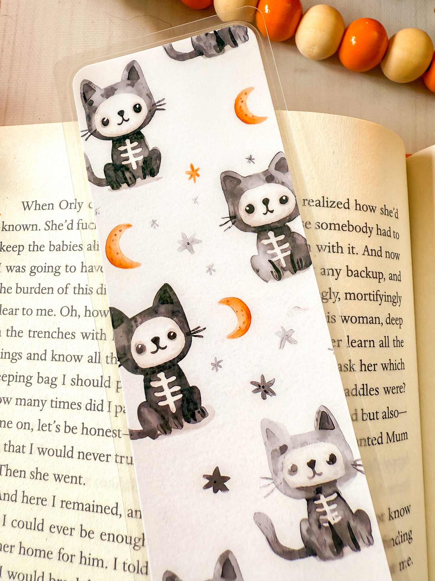 Halloween Cat Skeleton Bookmark
