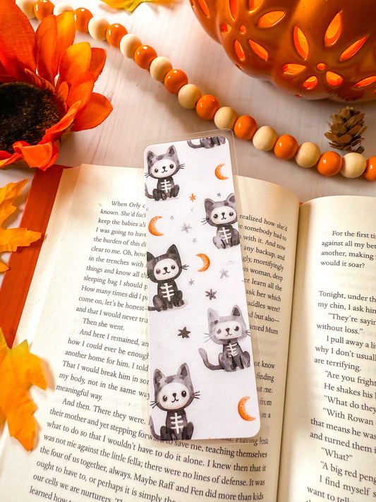Halloween Cat Skeleton Bookmark