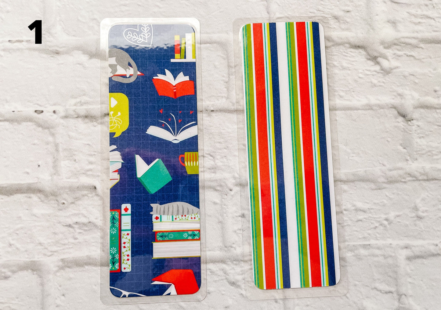Bookshelf, Books & Lazy Cat Bookmarks