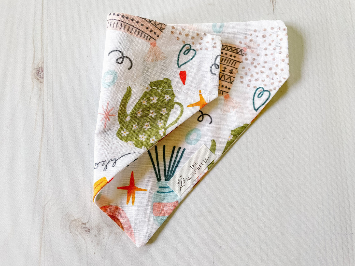Books, Plants, Tea, and Reading Over The Collar Dog Bandana