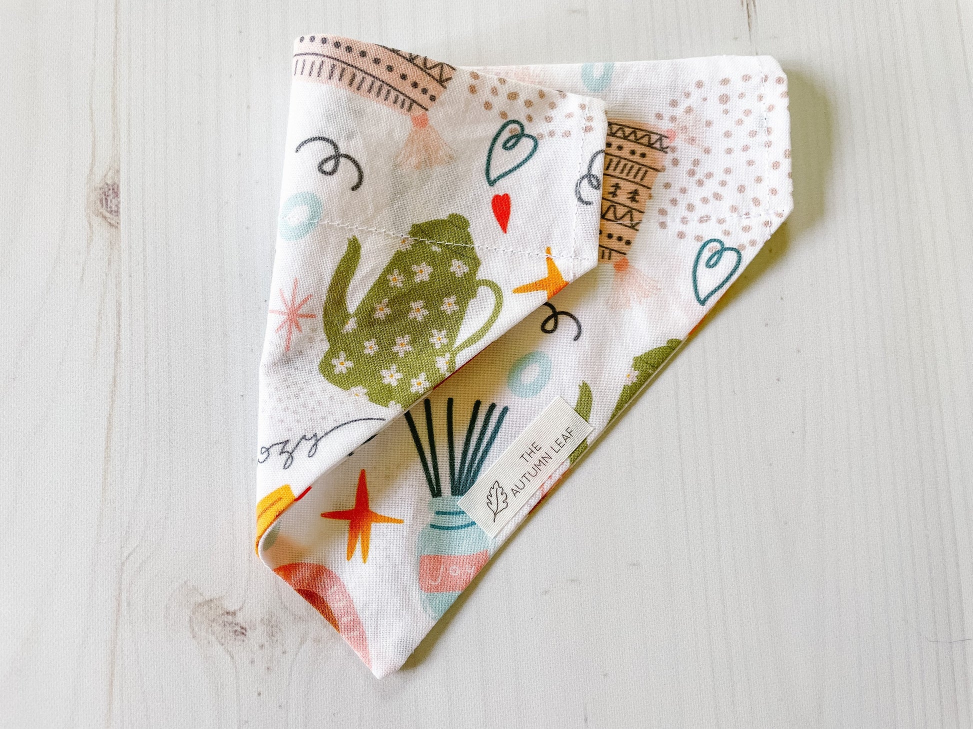 Books, Plants, Tea, and Reading Over The Collar Dog Bandana