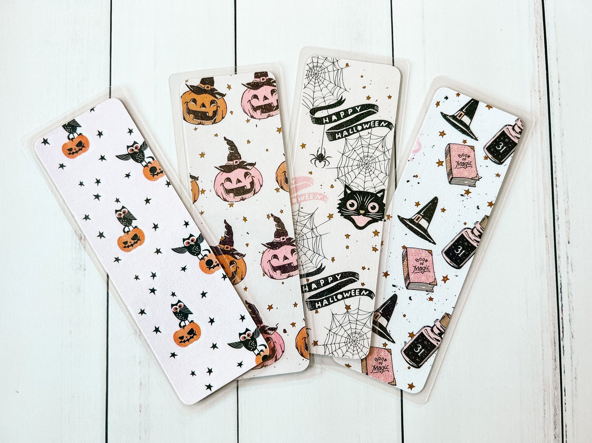 Pink Halloween Bookmarks