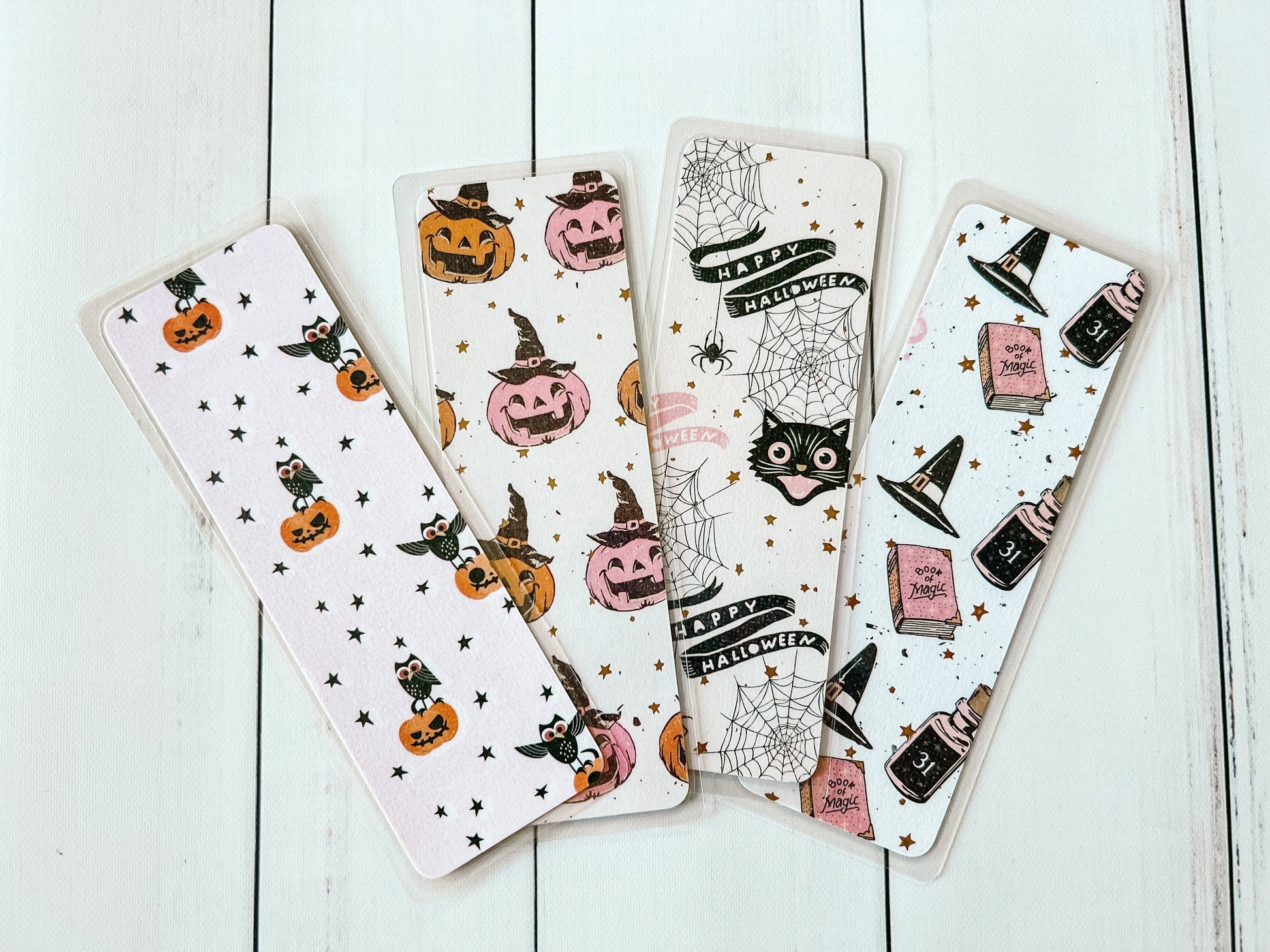 Pink Halloween Bookmarks