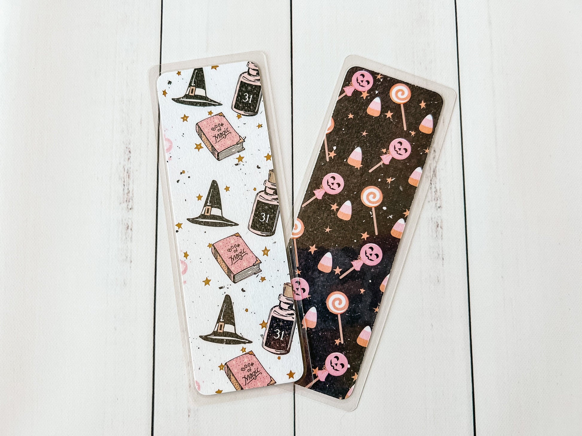 Pink Halloween Bookmarks