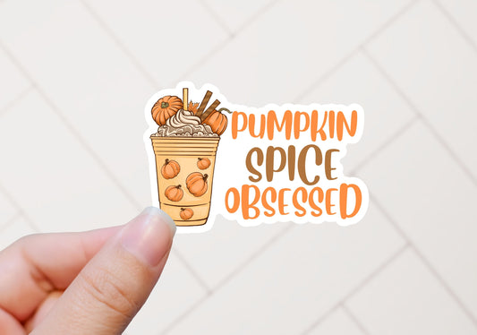 Pumpkin Spice Obsessed Iced Coffee Drink Sticker