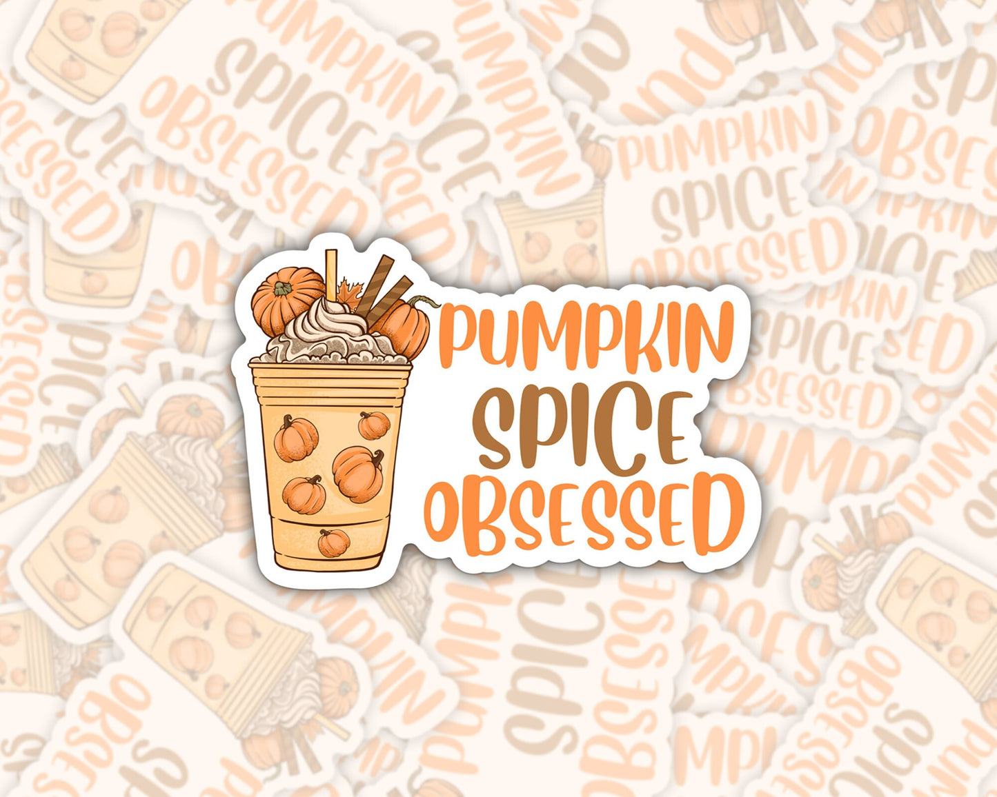 Pumpkin Spice Obsessed Iced Coffee Drink Sticker